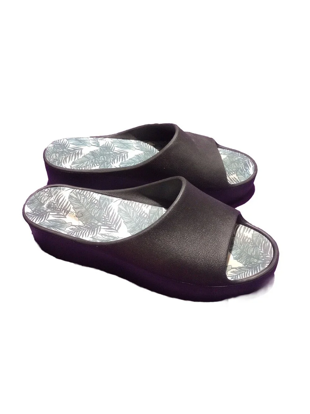 Baretraps Black Rubber Women's Parvati Platform Slides Sandals Shoes Size 10M